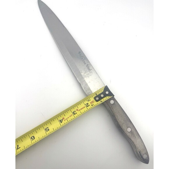 Vintage Interpur Stainless Steel Butcher Carving Knife Wood Handle 9" Japan - Picture 4 of 8